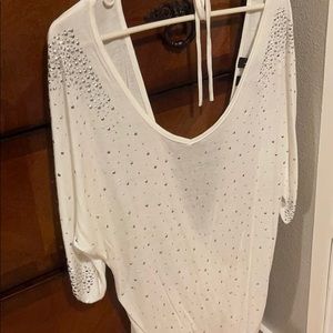 Open back, white dress shirt